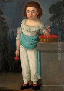 Portrait D'un Jeune Garcon Pres D'un Panier De Cerises thumbnail