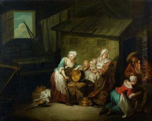 Famille Dans Un Interieur Paysan by Jean-Baptiste Charpentier the Elder