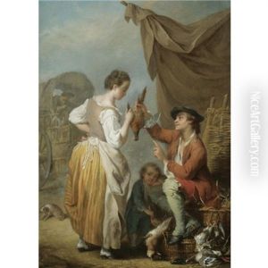 A Woman And A Man Bargaining Over A Pheasant by Jean-Baptiste Charpentier the Elder