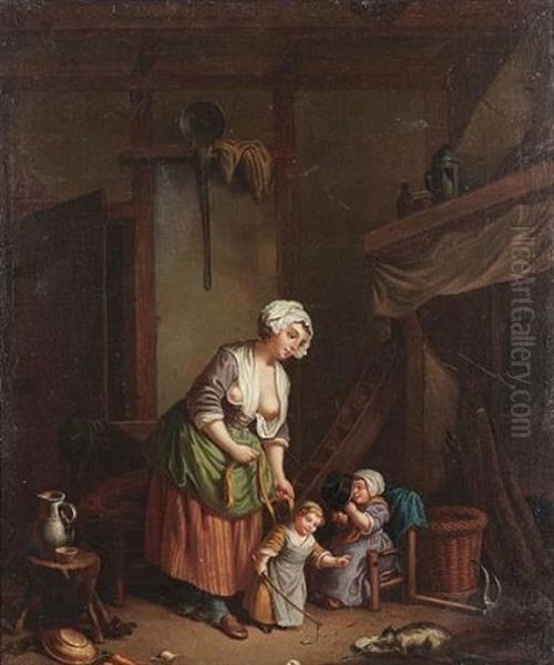 A Kitchen Interior With A Peasant Woman And Her Children - view 1