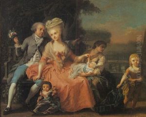 Portrait D'un Couple Et De Ses Enfants Portrait D'un Couple Et De Ses Enfants
