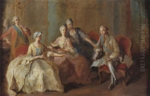 Portrait De La Famille Du Duc De Penthievre(?) by Jean-Baptiste Charpentier the Elder