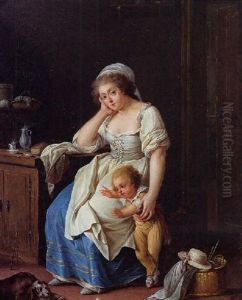 Maid And Child In A Kitchen