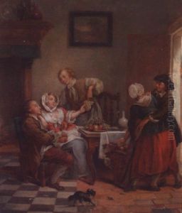 An Interior With Figures Drinking And Eating Fruit An Interior With Figures Drinking And Eating Fruit