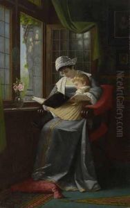 Frau Mit Kind Am Fenster. by Ernst Anders