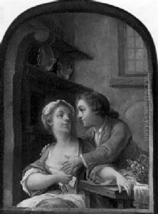 Scene Galante Dans Un Interieur De Cuisine