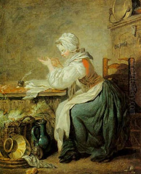 A Kitchen Maid Preparing Her Accounts - view 1