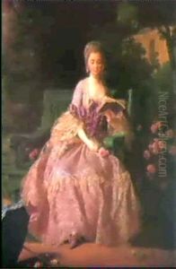 Portrait Presume De La Princesse De Lamballe Assise         Dans Un Parc