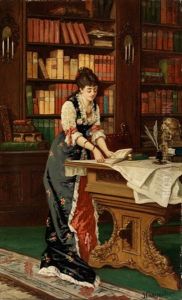 Junge Dame In Der Bibliothek by Jean Baptiste Charpentier the Younger
