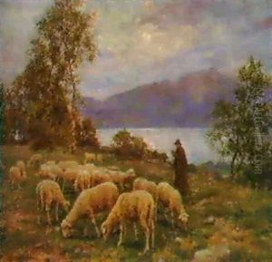 Le Berger Sur Les Rives Du Lacleman, 1895 by Albert Charpentier