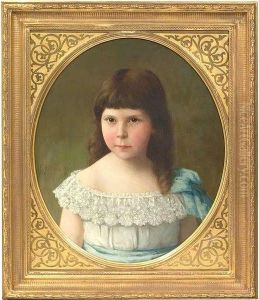 Portrait Of A Girl Wearing A Blue Gown by Ernst Anders