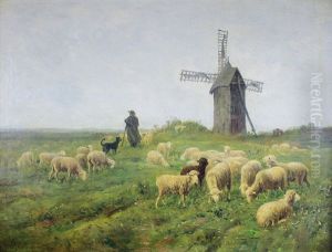 Le Berger Au Moulin by Albert Charpin