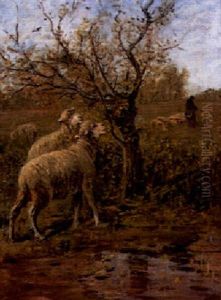 Le Berger Et Ses Moutons by Albert Charpin