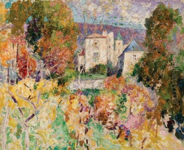 Chateau With Flowering Trees - view 1
