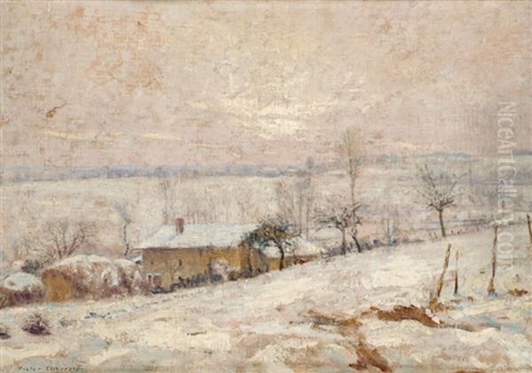 Paysage D'auvergne Sous La Neige - view 1