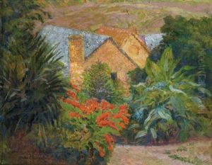 Le Buisson Fleuri Dans Le Jardin Des Filatures En Bretagne by Victor Charreton