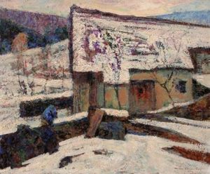 Ferme Sous La Neige by Victor Charreton