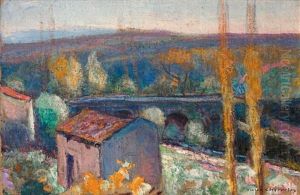 Peupliers En Automne A Saint-amant-tallende (puy-de- Dome) by Victor Charreton