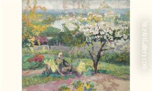 Sous Le Poirier En Fleurs by Victor Charreton