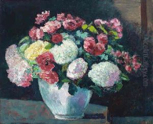 Bouquet D'hortensias Et De Roses by Victor Charreton