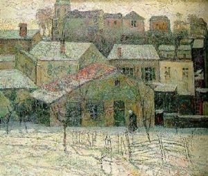 Vue De Village En Hiver by Victor Charreton