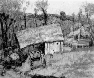Charrette Devant Une Chaumiere Charrette Devant Une Chaumiere