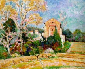 Printemps A Bornes-les-mimosas Ou La Chapelle En Briques by Victor Charreton