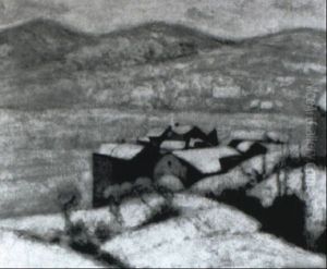Village Dans La Neige by Victor Charreton