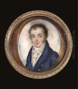 A Gentleman In Blue Coat With Gilt Buttons And White Waistcoat by Fanny Charrin
