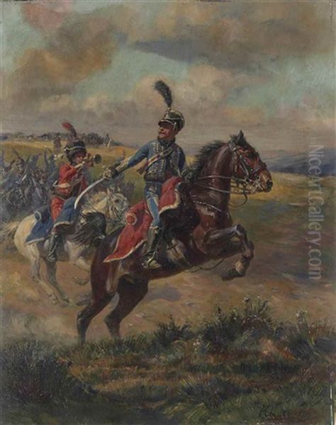 Trompette Et Hussard Chargeant - view 1