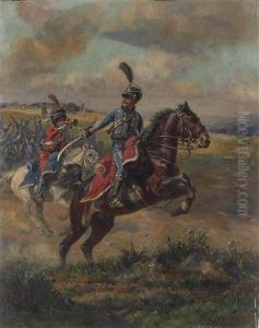 Trompette Et Hussard Chargeant by Henri Georges Jacques Chartier