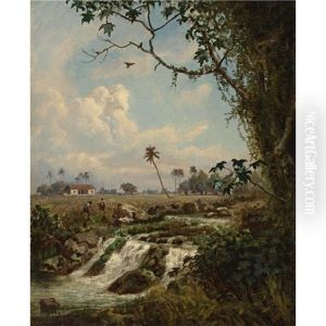 Paisaje Con Campesinos by Esteban Chartrand