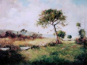 A River Landscape With Gauchos In The Distance