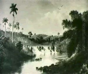 Two Views Of Cuba: Cows In A Pasture & Small Waterfall by Esteban Chartrand
