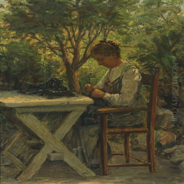 Exterior With Sewing Woman - view 1