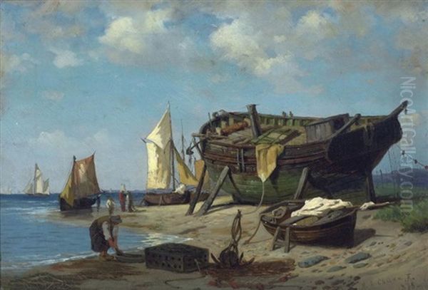 Boats And Figures On The Shore - view 1