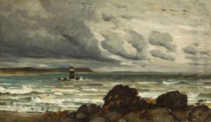 Seascape With Lighthouse by Henry Chase