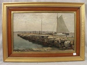 Coastal View With Dock And Sailboat