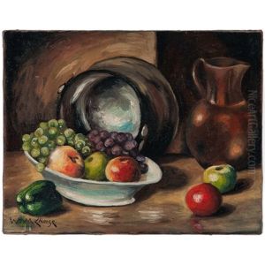 Still Life With Fruit And Pitcher by William Merritt Chase