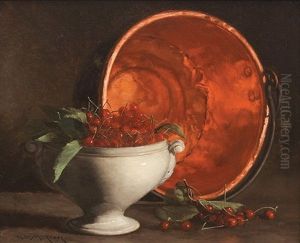 Still Life With Cherries And Copper Bowl by William Merritt Chase