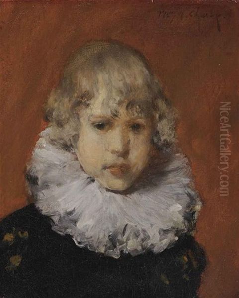 Young Boy With White Ruffled Collar - view 1