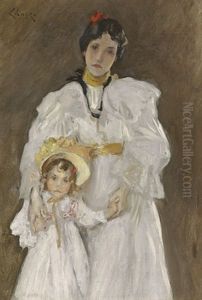 Portrait Of Mother And Child (sketch) by William Merritt Chase