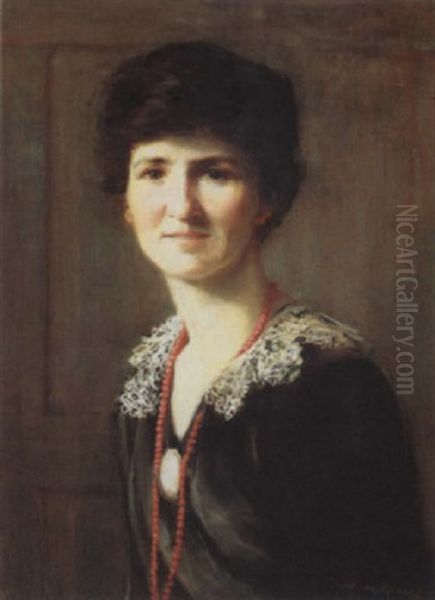 Portrait Of A Lady With A Red Bead Necklace - view 1