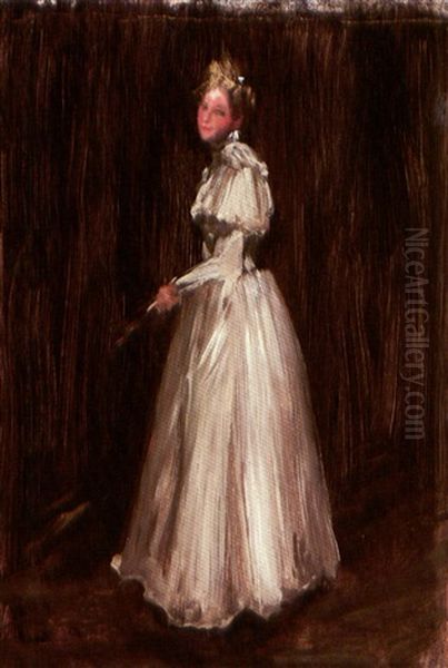 Sketch Of A Woman Holding A Fan - view 1