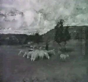 Landscape With Sheep by William Merritt Chase