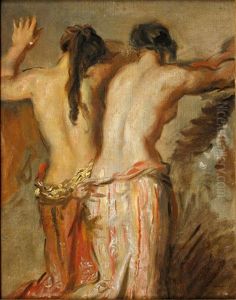 Deux Femmes Demi - Nues De Dos (study)