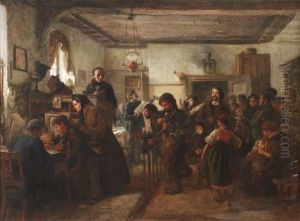 Hans Christianandersen And His Friend Edgar Collin At A Staging Post by Hans Christian Andersen