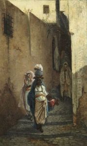 Femmes Dans Une Rue D'alger, Women In A Algiers Street by Marc Alfred Chataud