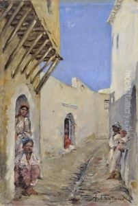 Femme Dans Une Rue En Orient by Marc Alfred Chataud