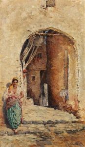Algerienne Devant La Casbah by Marc Alfred Chataud